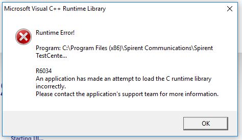Oracle Knowledge Infocenter Spirent Testcenter Solution To Error R6034 An Application Made An Attempt To Load The C Runtime Incorrectly